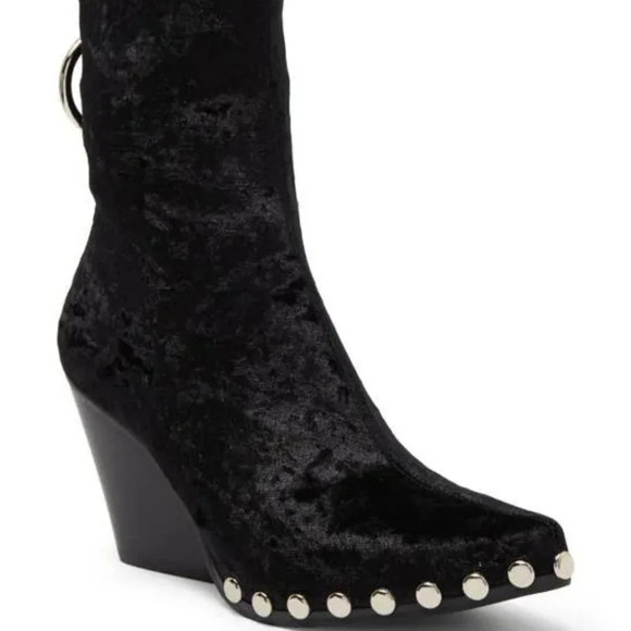 Jeffrey Campbell Walton Studded Bootie in Black Velvet Silver. Sz: 5.5 - Picture 3 of 14
